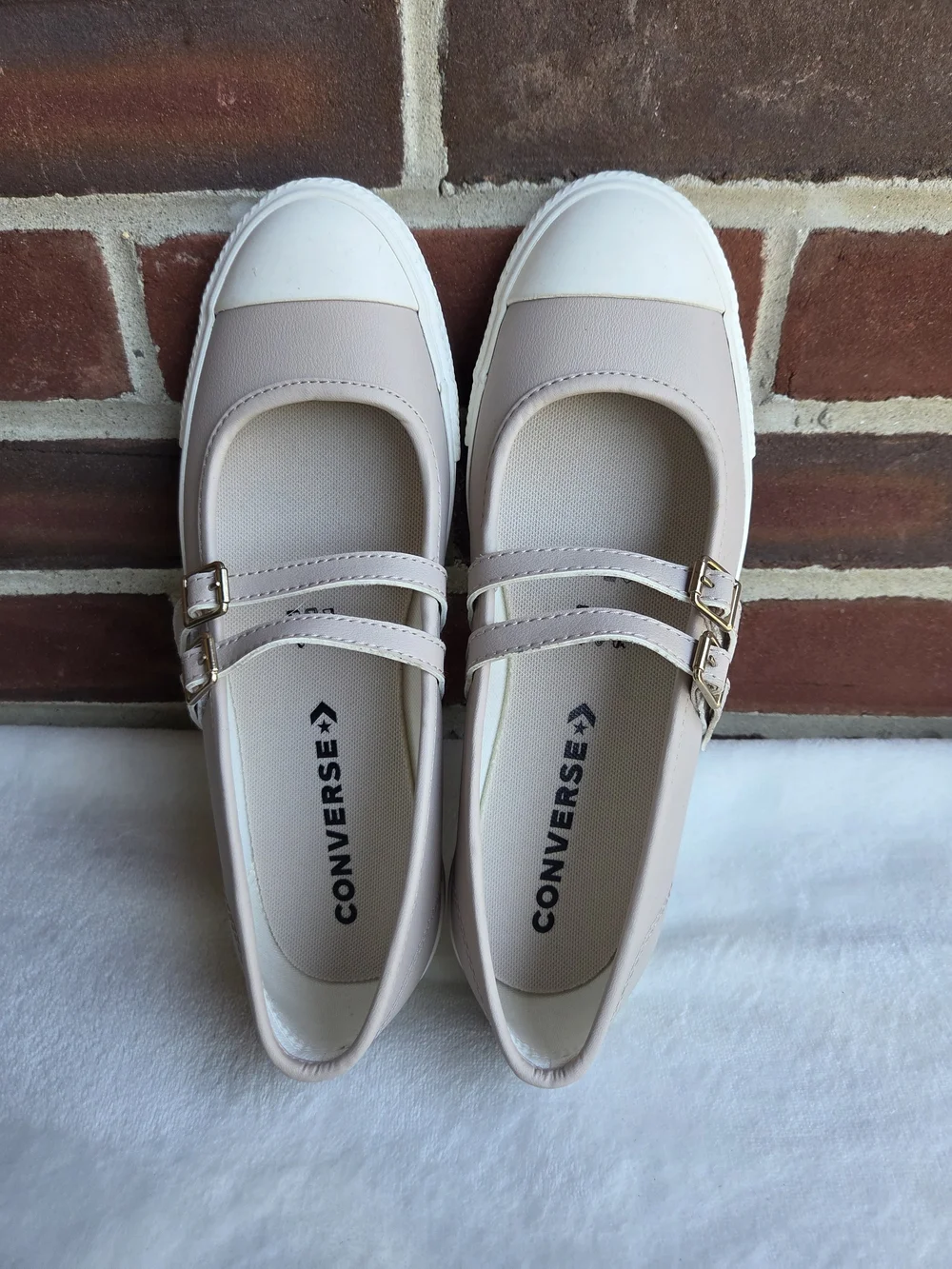 Converse Mary Jane Double Strap Flats Warm Clay Egret Gold Women's US 8.5